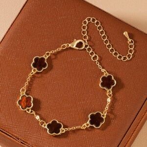 Elegant Gold and Brown Floral Bracelet
